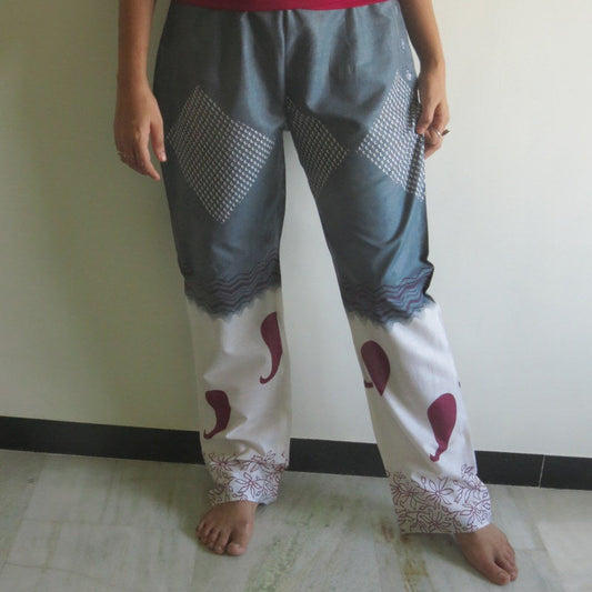 Gray Paisley Straight Cut Drawstring Pajamas-2