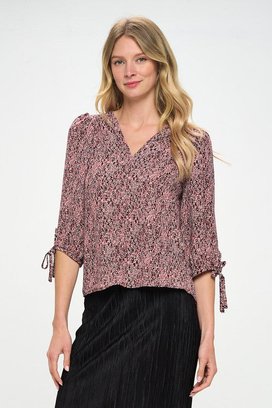 Abstract Dot Top with Self Tie Sleeves-2