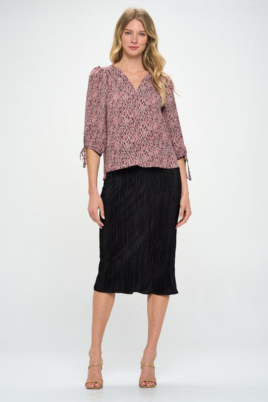 Abstract Dot Top with Self Tie Sleeves-4